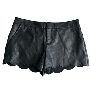 Club Monaco Amber Black Faux Leather Scalloped Low Rise Shorts - Waist 30